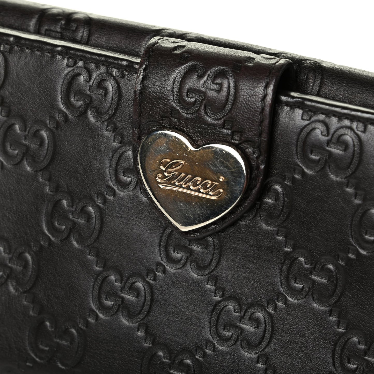 Guccissima Heart Continental Wallet Dark Brown