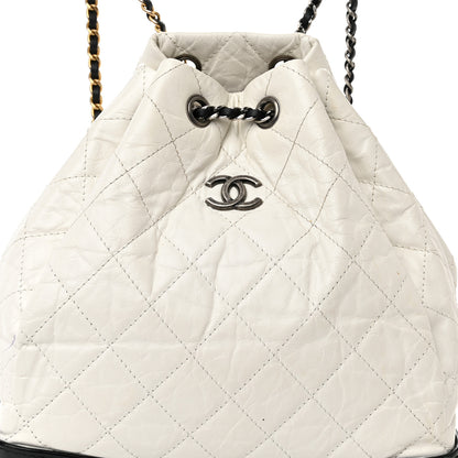Chanel Aged Calfskin Quilted Gabrielle Backpack Black White 8 of 13