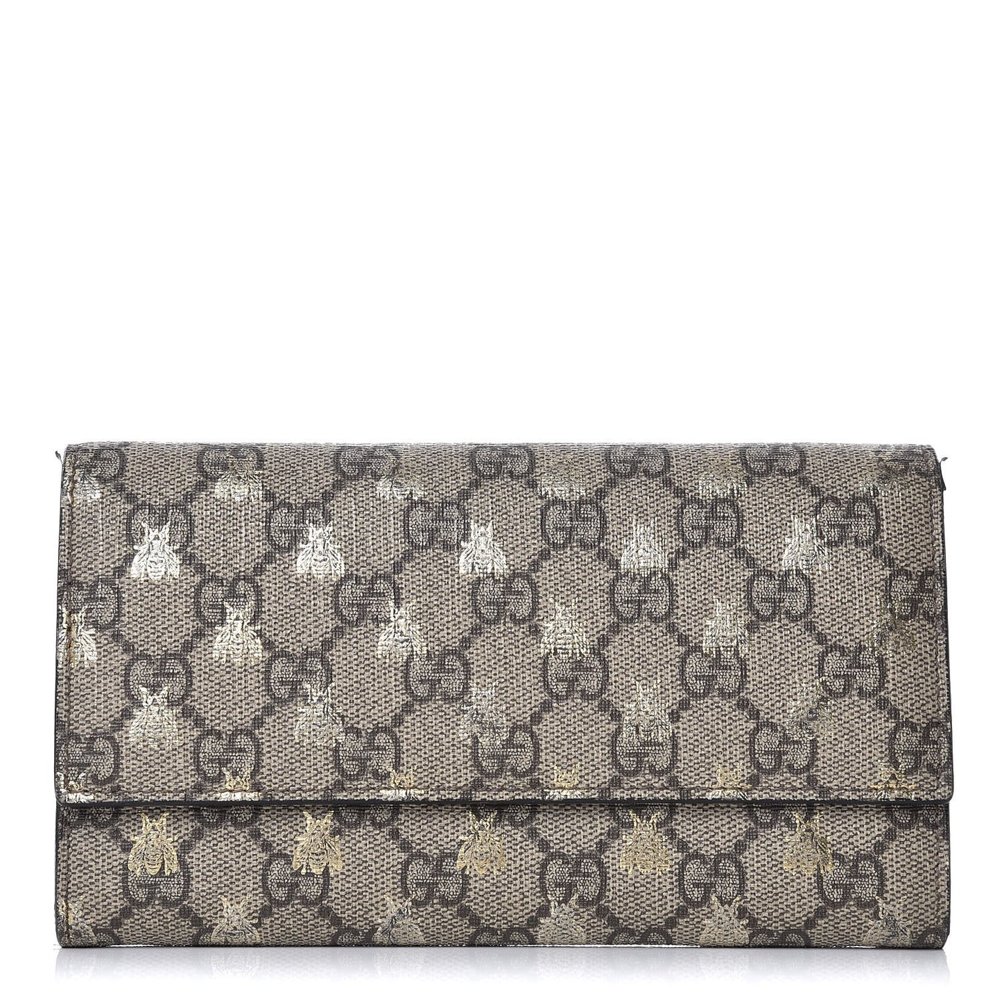 GG Supreme Monogram Bees Continental Wallet Beige Oro Black