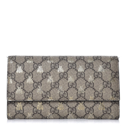 Gucci GG Supreme Monogram Bees Continental Wallet Beige Oro Black 1 of 10
