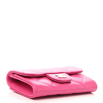 Chanel Caviar Quilted Flap Card Holder Wallet Dark Pink 4 of 9