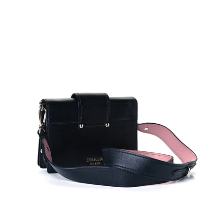 Prada City Calf Plex Ribbon Bag Black Rosa 3 of 9
