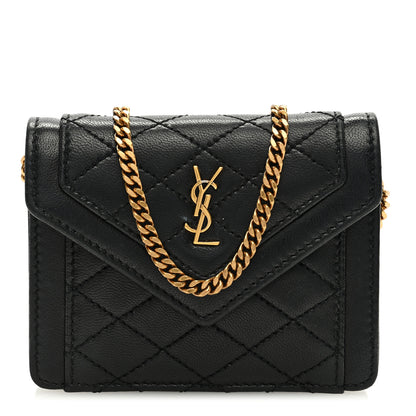 Saint Laurent SAINT LAURENT Lambskin Quilted Micro Gaby Bag Black 1 of 8