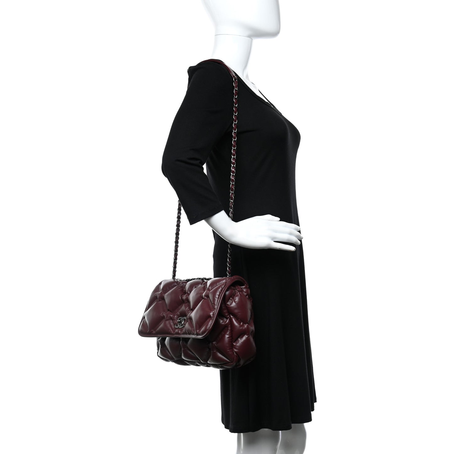 Calfskin Quilted Small Chesterfield Flap Burgundy