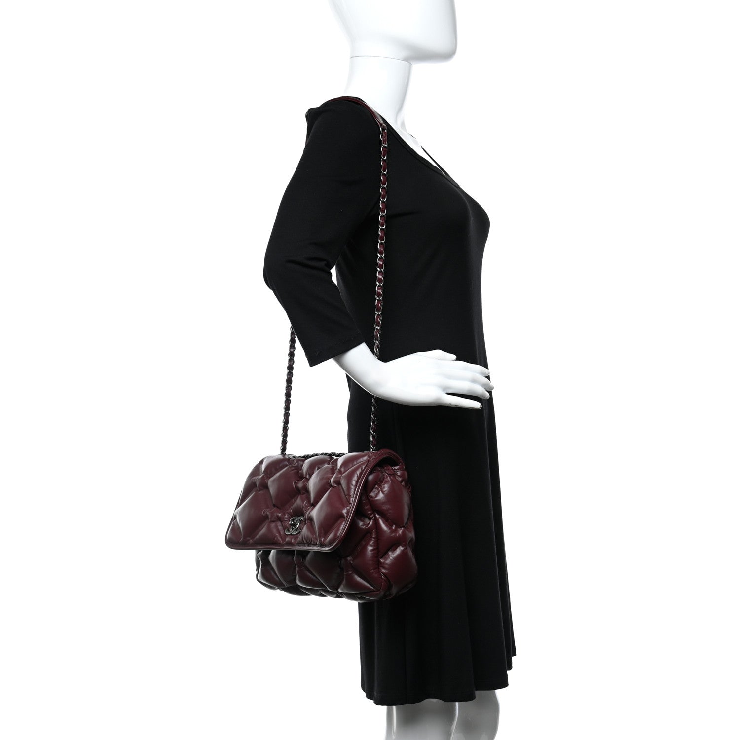 Chanel Calfskin Quilted Small Chesterfield Flap Burgundy 2 of 10