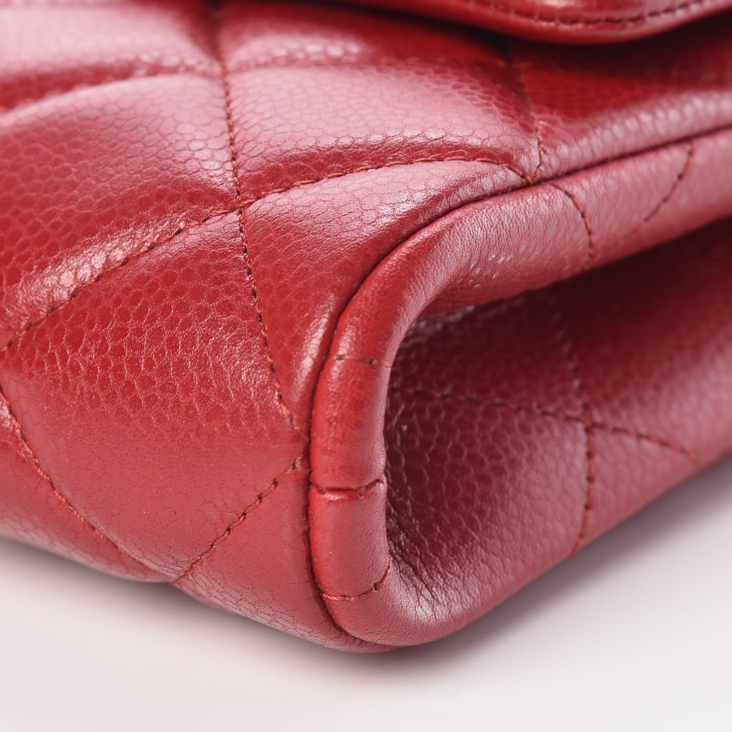 Caviar Quilted Clutch With Chain Flap Dark Red