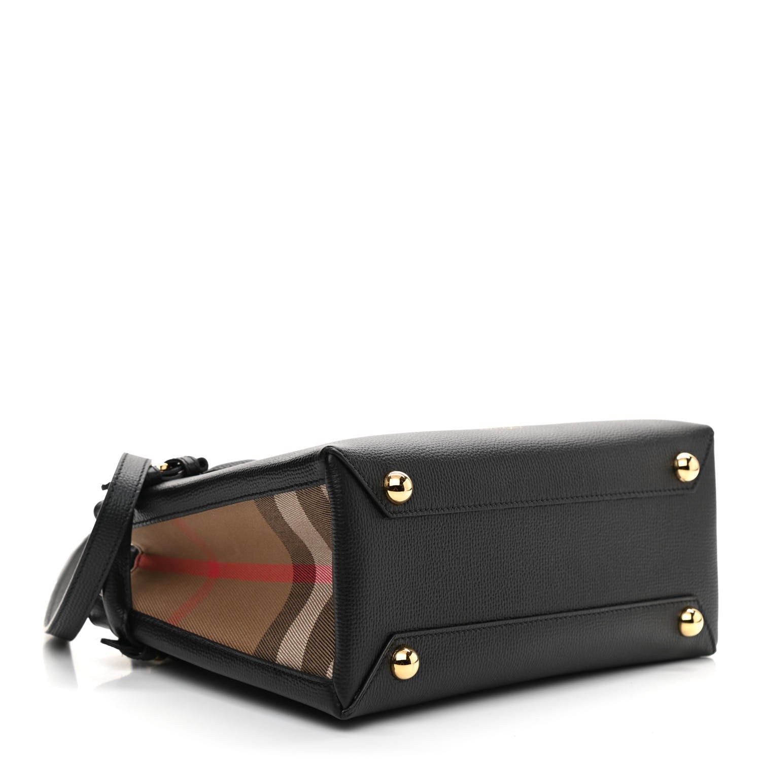 Burberry Derby Calfskin House Check Small Banner Tote Black 4 of 9