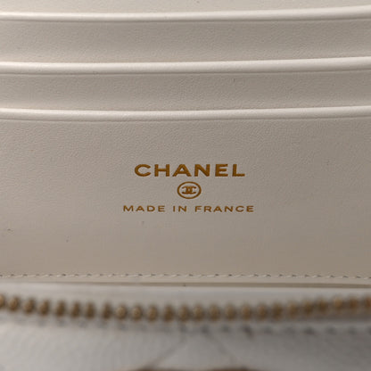 Chanel Caviar Quilted Crystal Hearts Small Vanity Case With Chain White 6 of 10