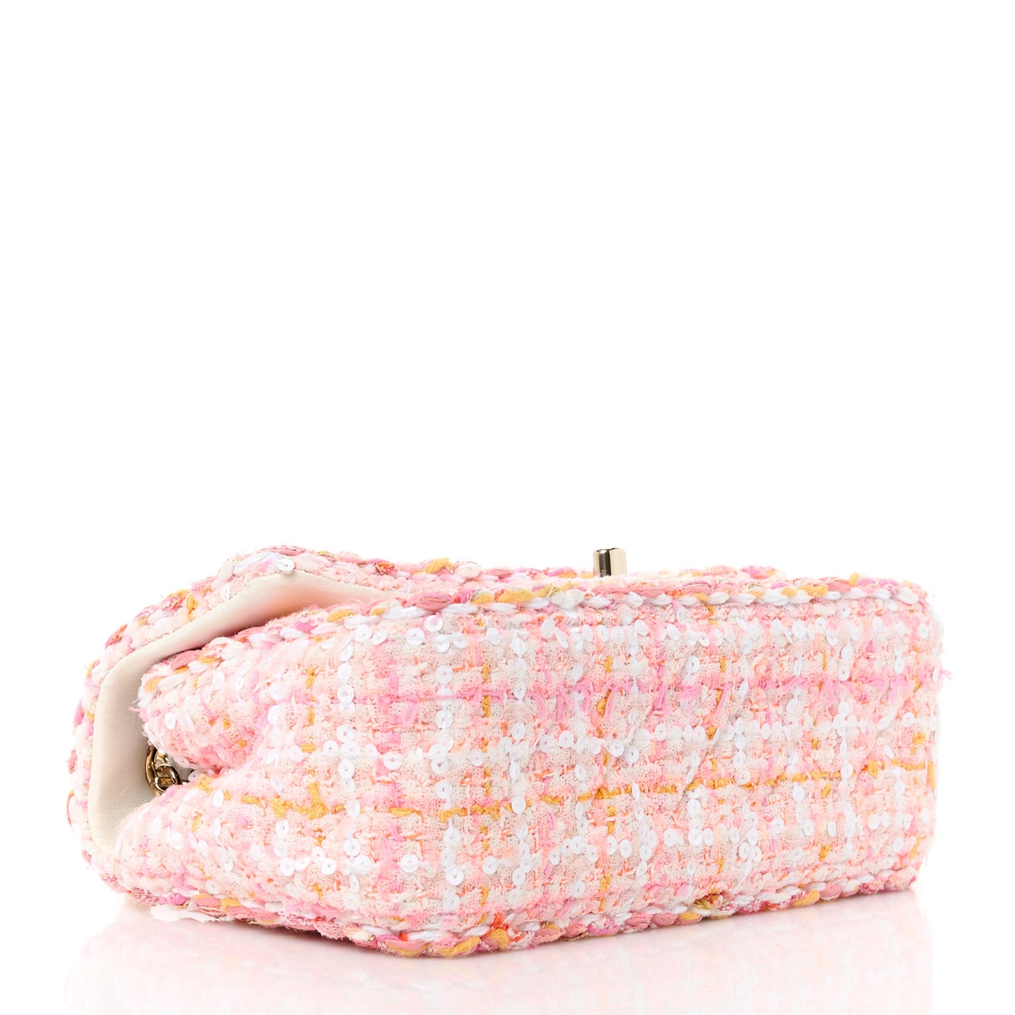 Tweed Braided Mini Rectangular Flap Pink Orange