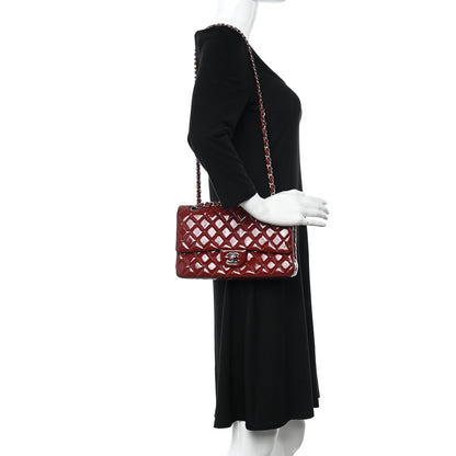 Chanel Patent Calfskin Quilted Medium Double Flap Dark Red 2 of 13