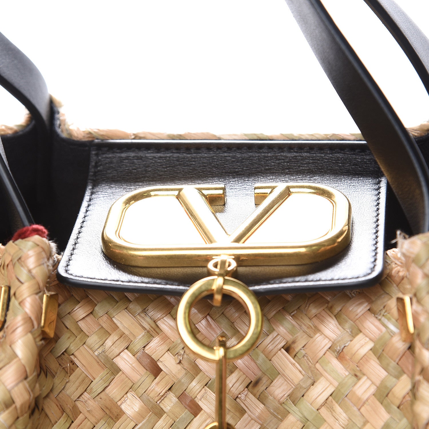 Valentino Garavani Raffia Medium Vlogo Escape Shopper Natural Black Rouge 13 of 22
