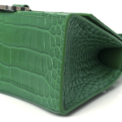Balenciaga Shiny Calfskin Crocodile Embossed Small Hourglass Top Handle Bag Leaf Green 9 of 9