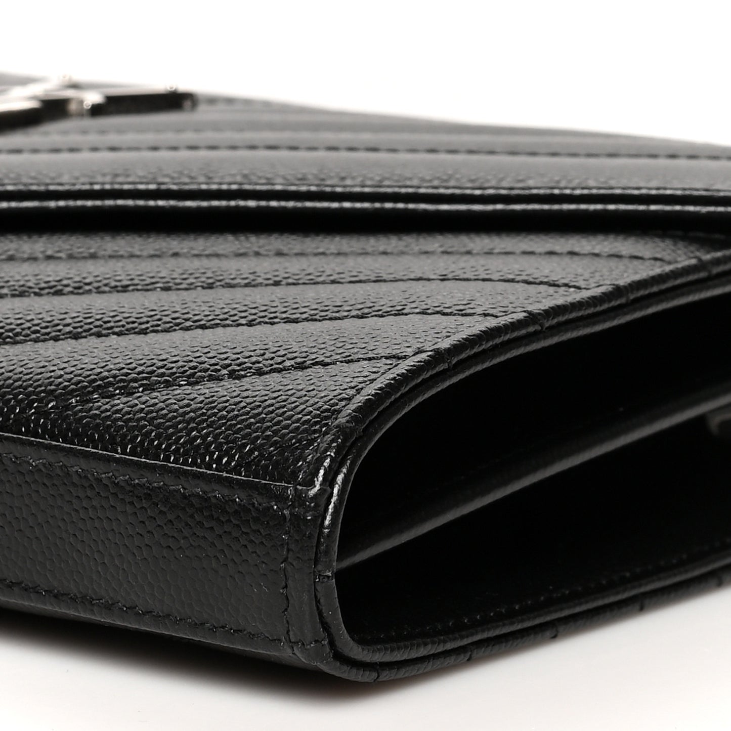 Grain De Poudre Matelasse Chevron Monogram Chain Wallet Black