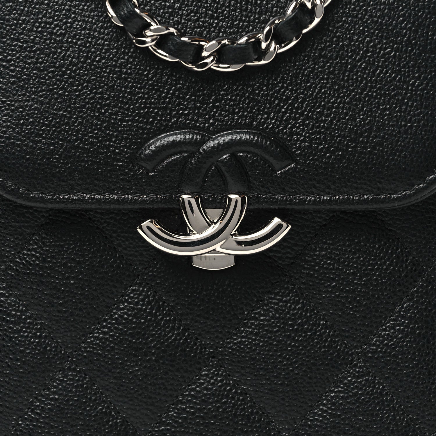 Chanel Grained Calfskin Quilted CC Box Clutch With Chain  Black 8 of 10