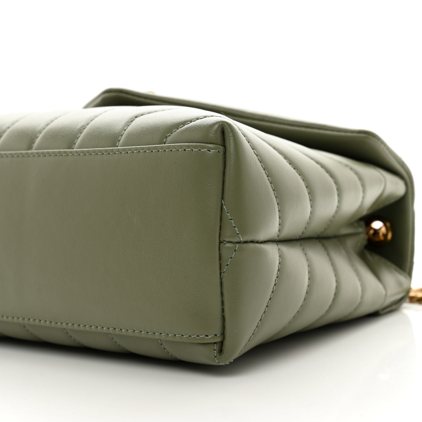 Calfskin Y Quilted Monogram Small Loulou Chain Satchel Light Sage