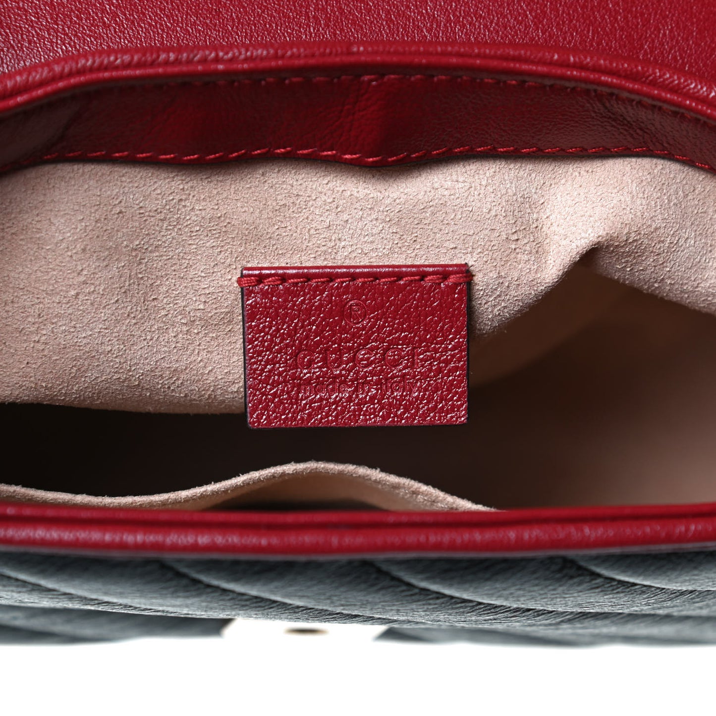 Vintage Effect Calfskin Matelasse Diagonal Mini Torchon GG Marmont Top Handle Shoulder Bag Black Romantic Cherry