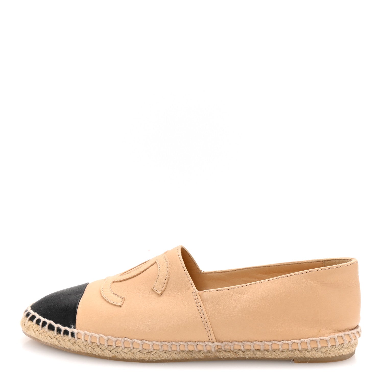Chanel Lambskin CC Espadrilles 35 Beige Black 1 of 8