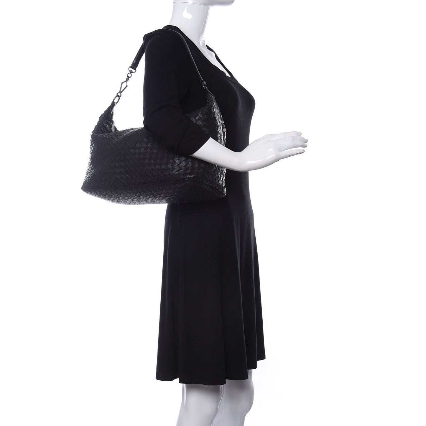 Nappa Intrecciato Medium Shoulder Bag Black