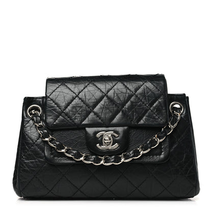Chanel Aged Calfskin Quilted Accordion Double Flap Black 1 of 13