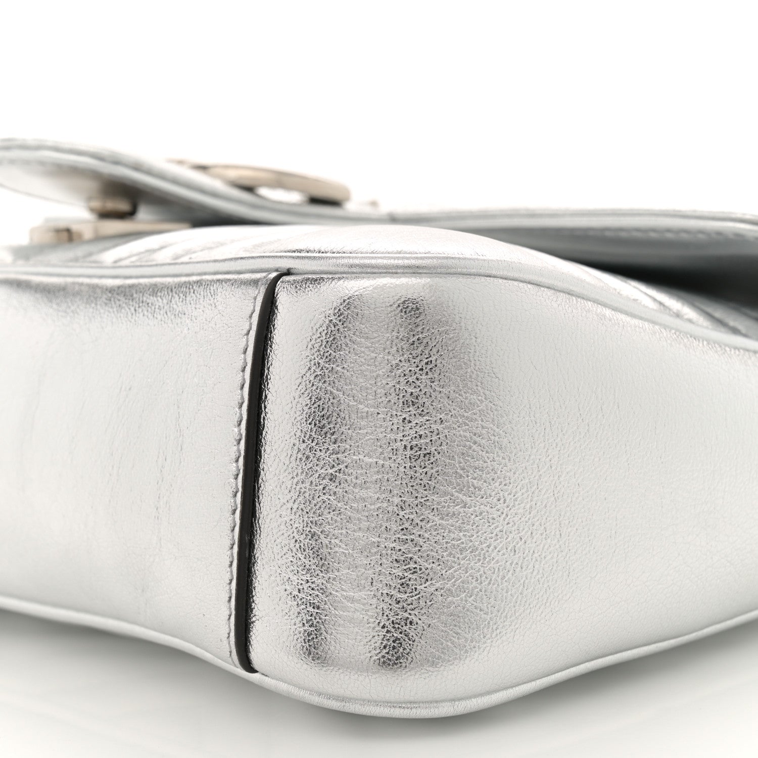 Gucci Metallic Calfskin Matelasse Small GG Marmont Shoulder Bag Silver 10 of 10