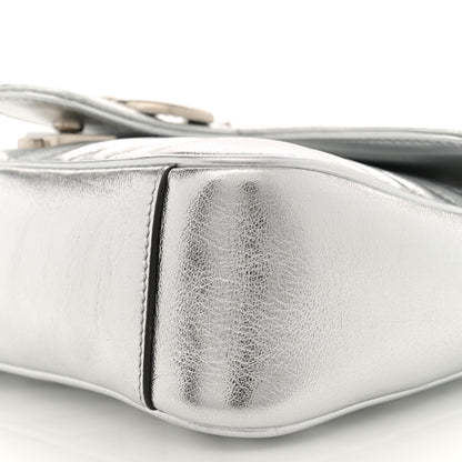 Gucci Metallic Calfskin Matelasse Small GG Marmont Shoulder Bag Silver 10 of 10