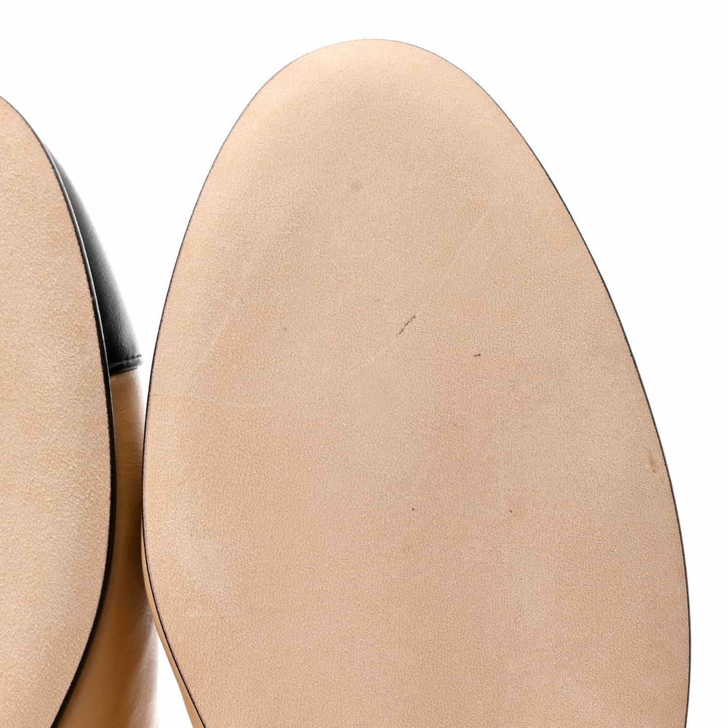 Lambskin Cap Toe Ballerina Flats 38.5 Beige Black