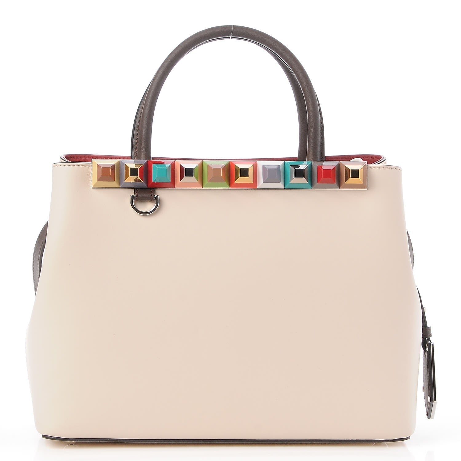 Fendi Vitello Baltico Dolce Studded Petite 2Jours Tote Camelia Moresco Multicolor 1 of 7