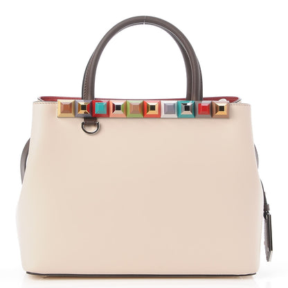 Fendi Vitello Baltico Dolce Studded Petite 2Jours Tote Camelia Moresco Multicolor 1 of 7