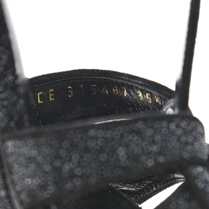 Saint Laurent Glitter Effect Calfskin Tribute 75 Platform Sandals 35.5 Black 8 of 9