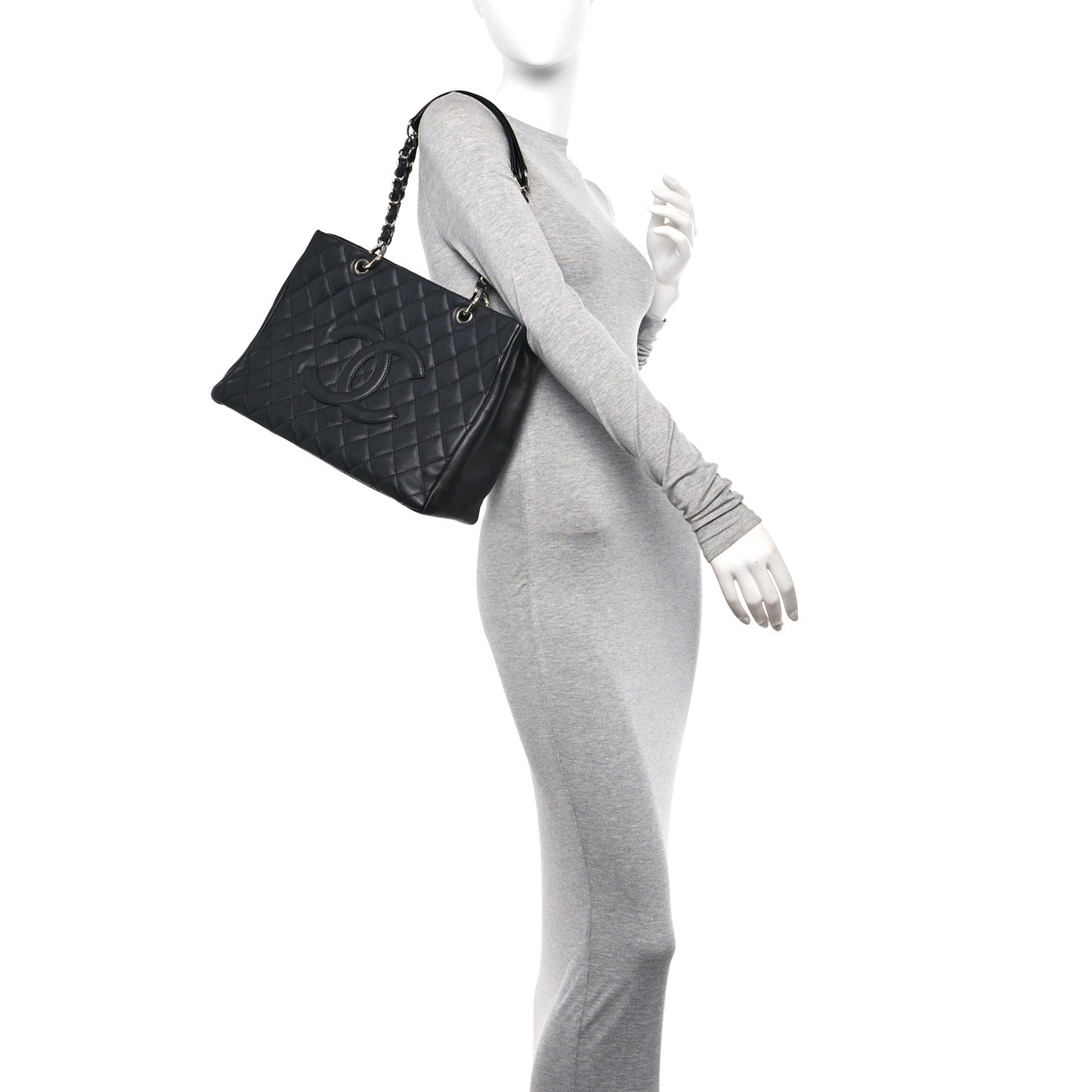 Caviar Quilted Grand Shopping Tote GST Black
