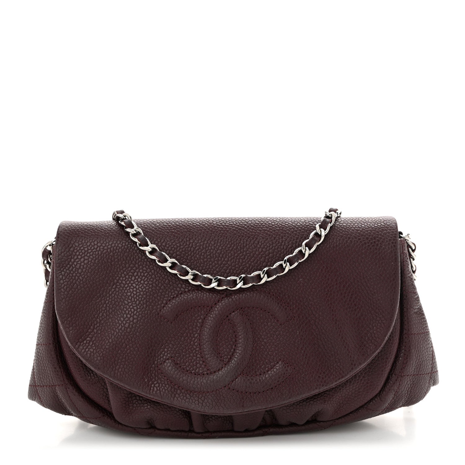 Chanel Caviar Half Moon Wallet On Chain WOC Bordeaux 1 of 11