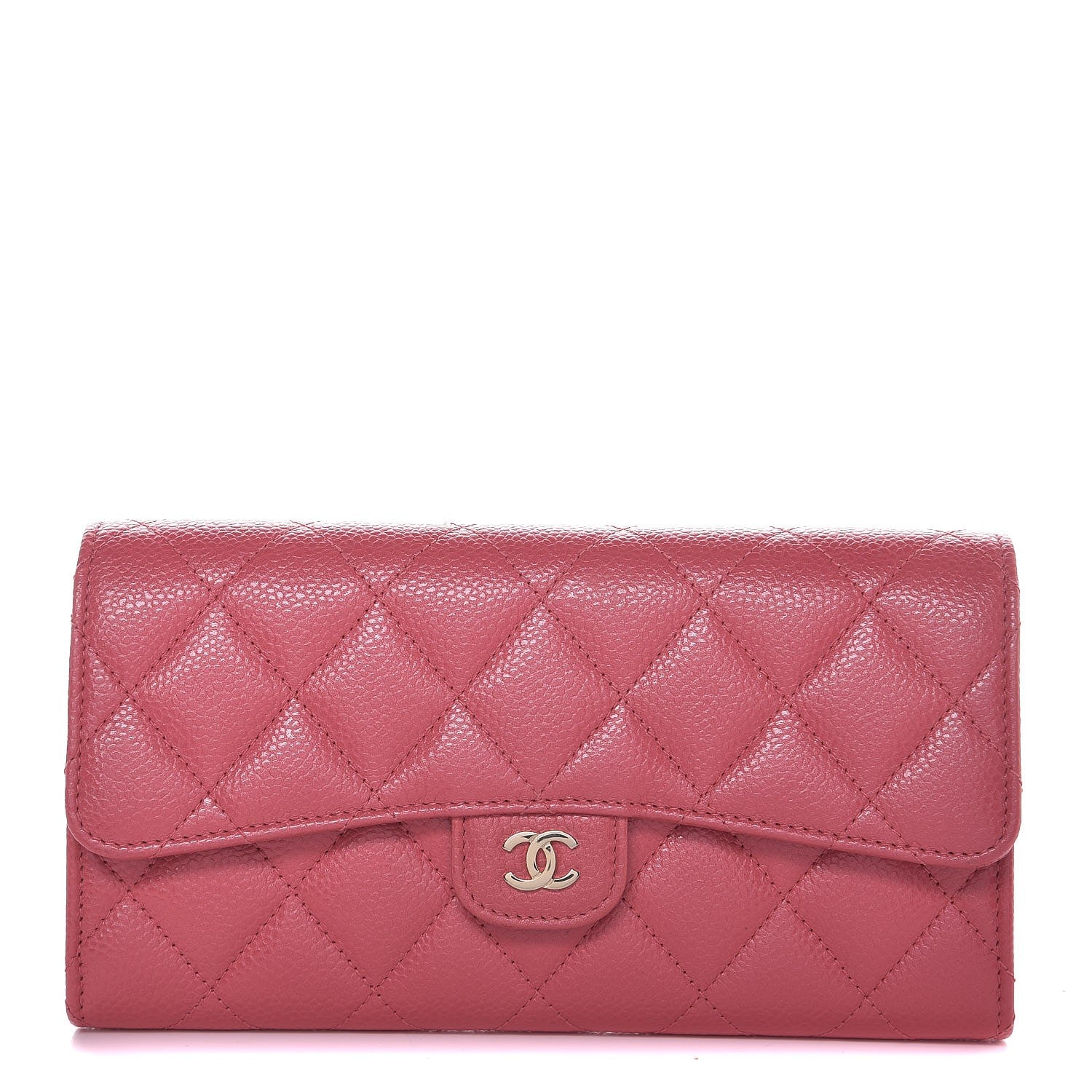 Chanel Caviar Quilted Long Flap Wallet Pink 1 of 10
