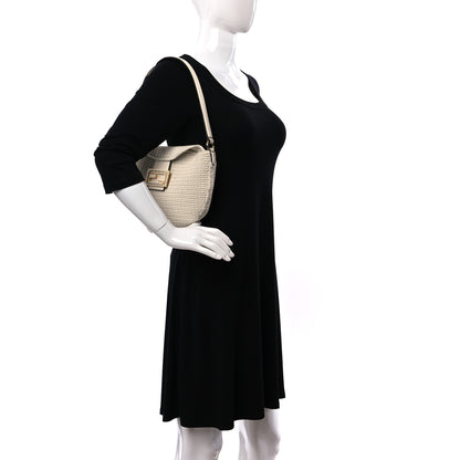 Fendi Fabric Crochet Vitello Grace Small Croissant Hobo Uovo 2 of 13