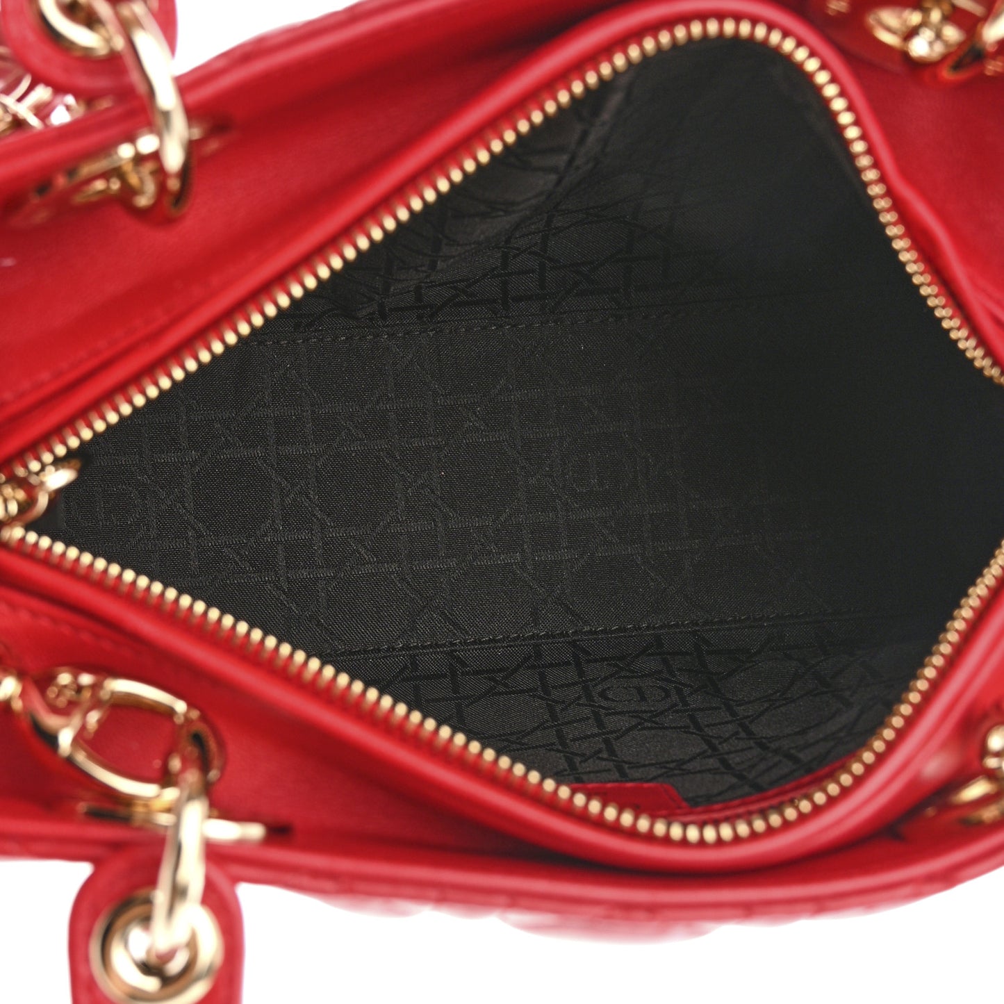 Lambskin Cannage Medium Lady Dior Red