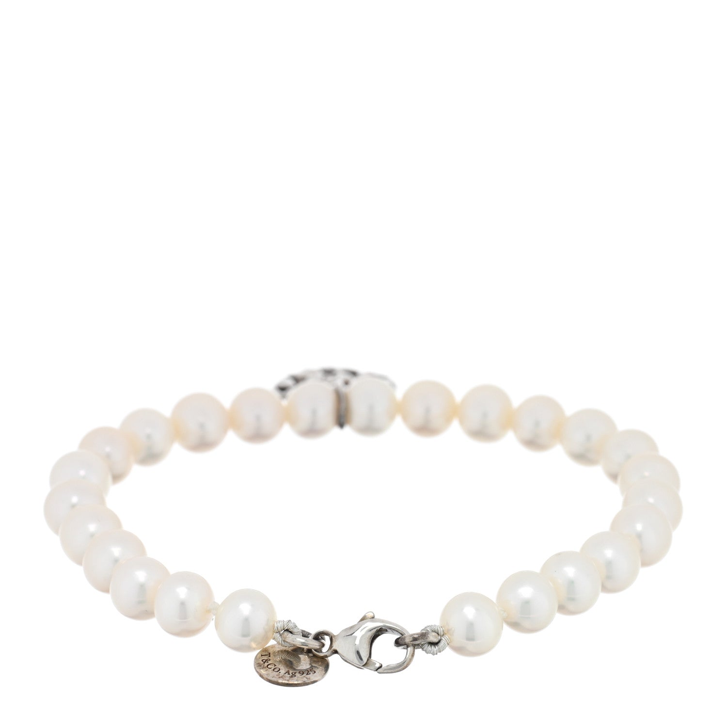 Tiffany Sterling Silver Cultured Pearl Paloma Picasso Olive Leaf Heart Bracelet 2 of 4