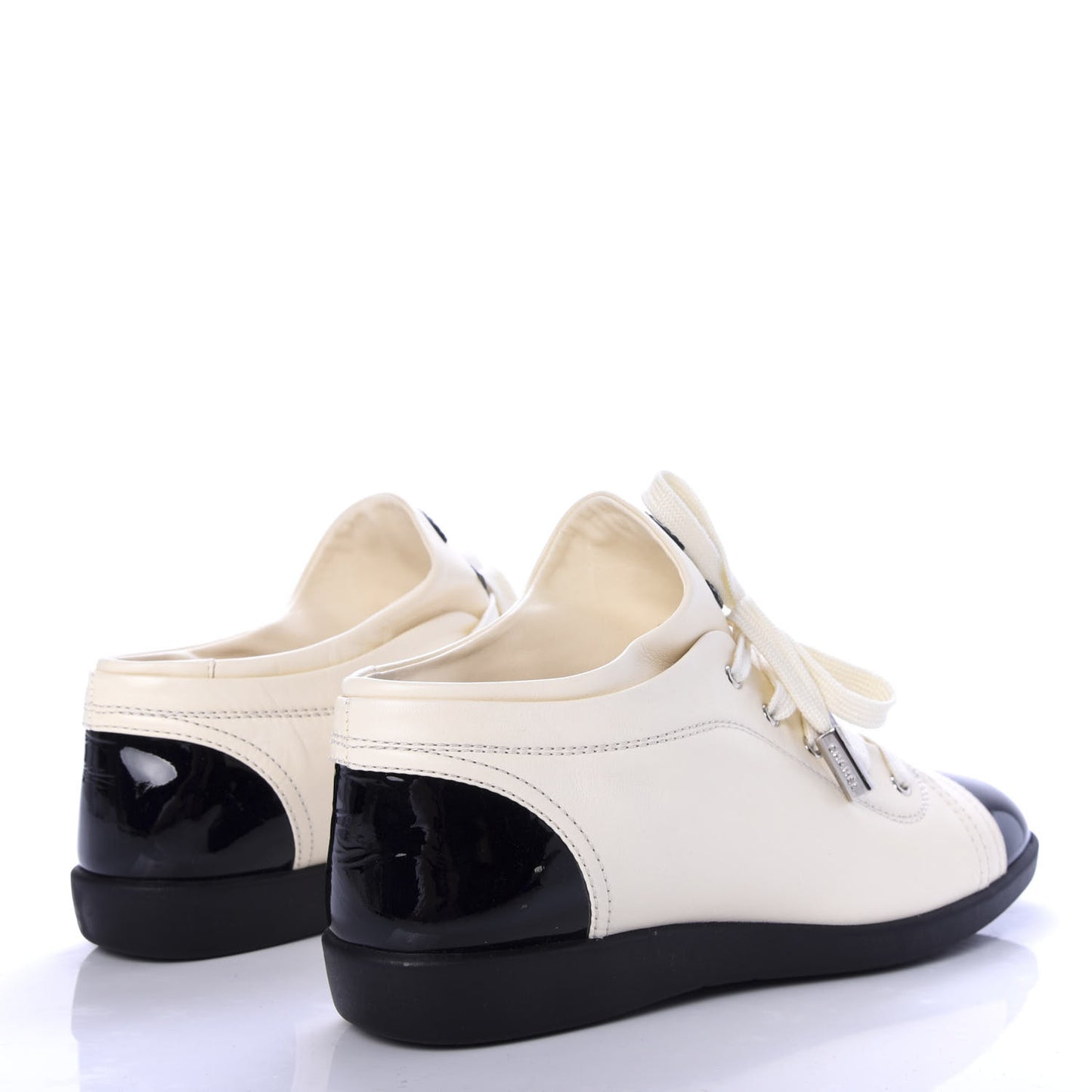 Lambskin Patent Calfskin CC Sneakers 39 White Black