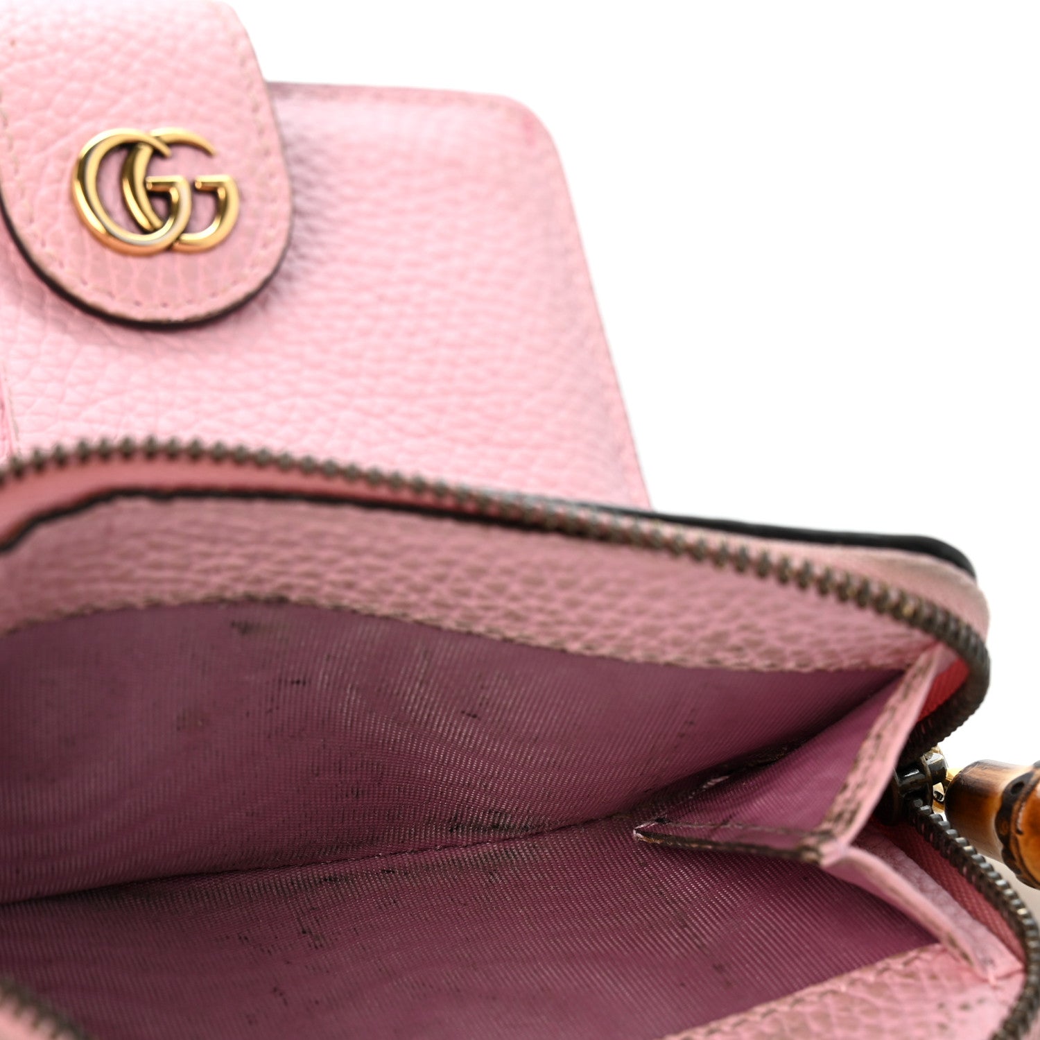 Gucci Piuma Calfskin Medium Bamboo Double G Wallet Pink 8 of 10
