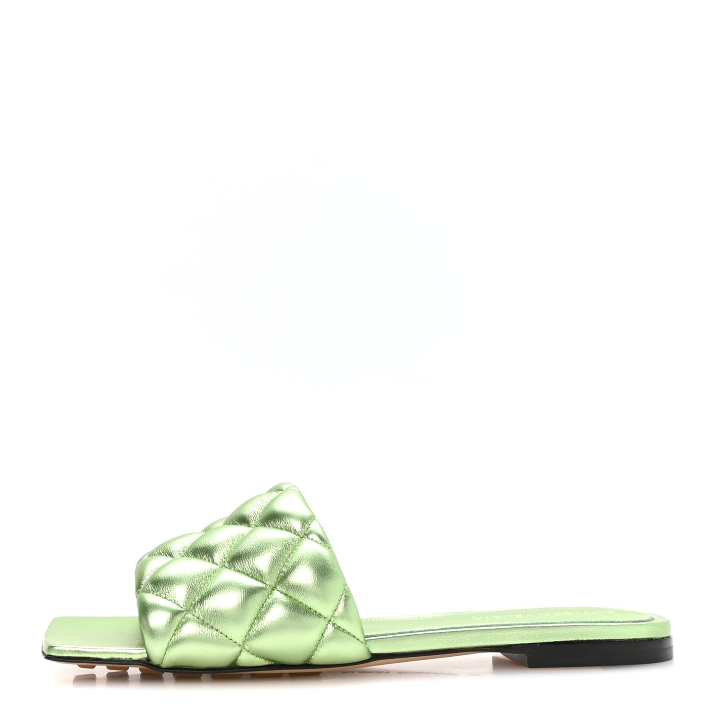Metallic Nappa Reflection Matelasse Padded Flat Sandals 36 Pistachio