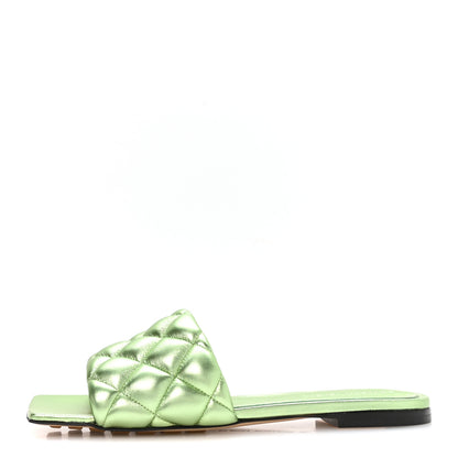 Bottega Veneta Metallic Nappa Reflection Matelasse Padded Flat Sandals 36 Pistachio 1 of 7