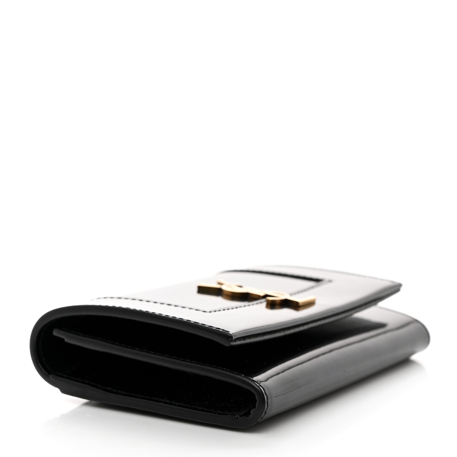 Saint Laurent Shiny Calfskin Small Monogram Cassandre Envelope Wallet Black 4 of 6