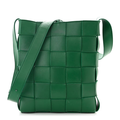 Bottega Veneta Lambskin Maxi Intrecciato Cassette Messenger Racing Green 1 of 11