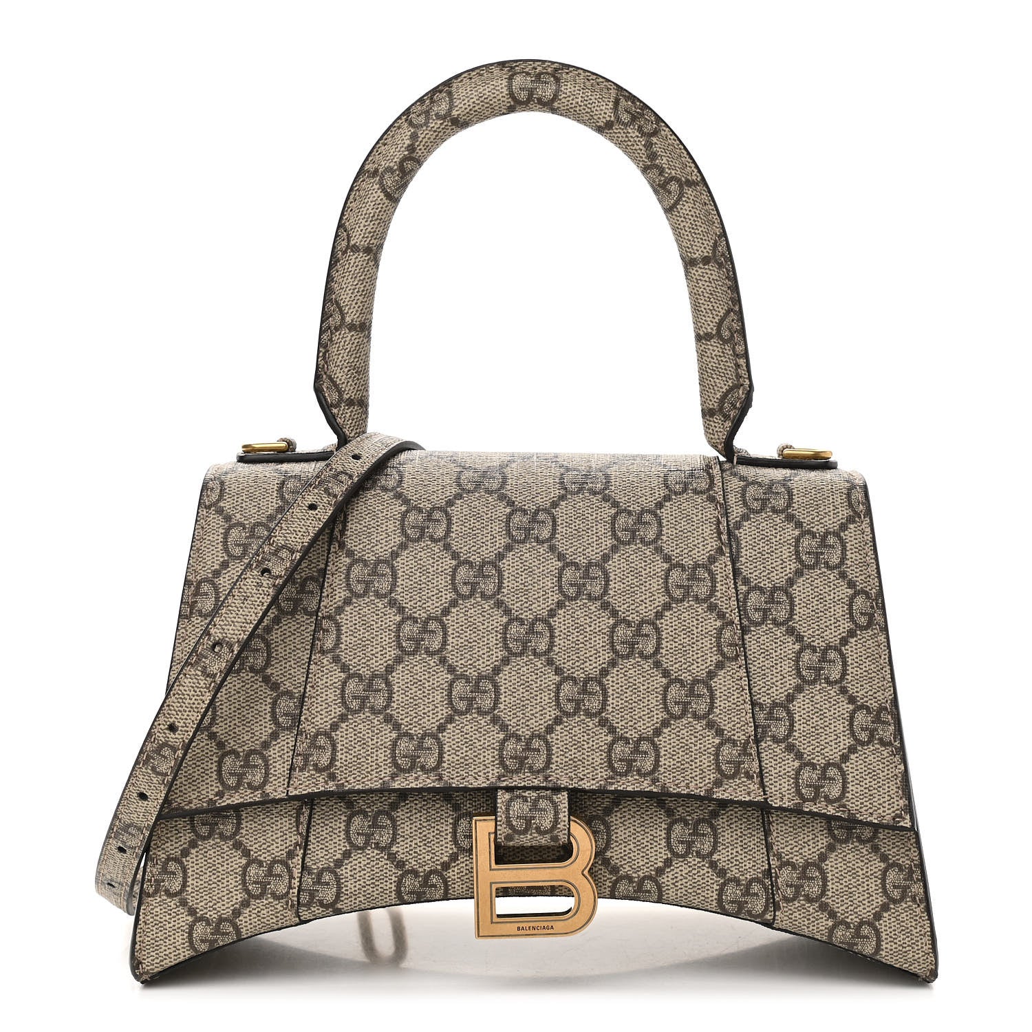 Balenciaga X GUCCI GG Supreme Monogram Small Hourglass Top Handle Bag Beige Ebony 1 of 10