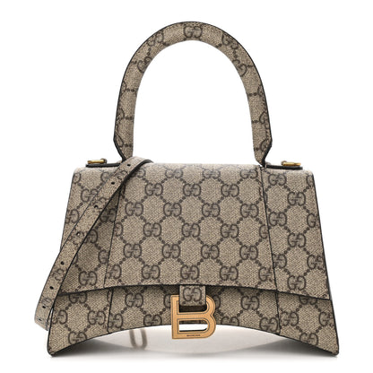 Balenciaga X GUCCI GG Supreme Monogram Small Hourglass Top Handle Bag Beige Ebony 1 of 10
