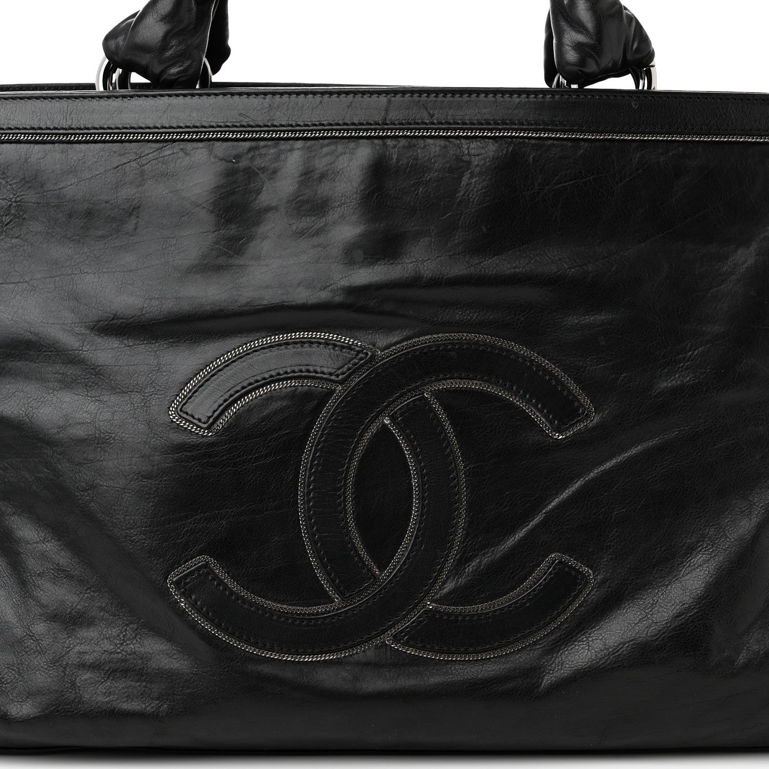 Chanel Lambskin East West Soho Shopper Black 8 of 15