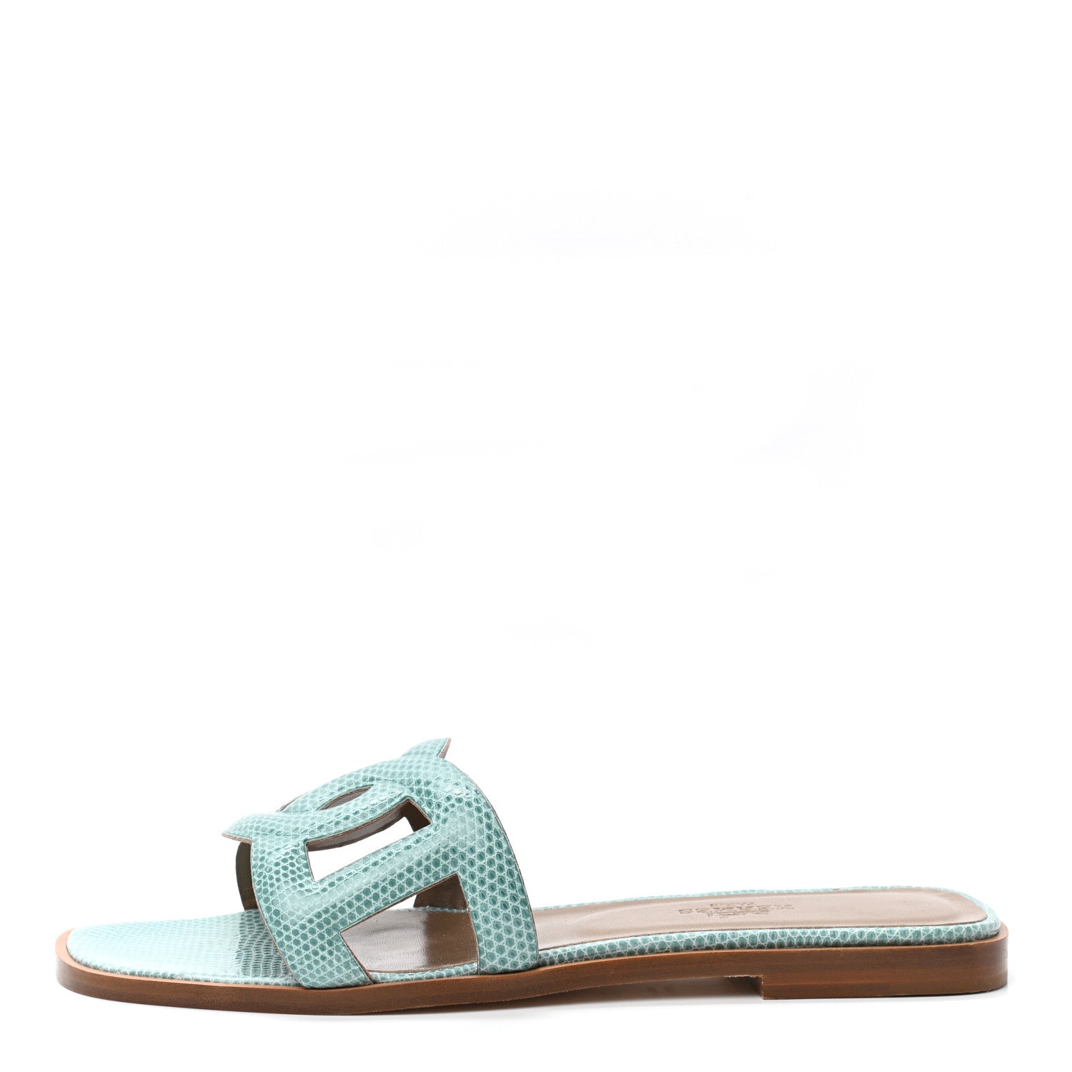 Hermes Lizard Omaha Sandals 38 Turquoise 1 of 7