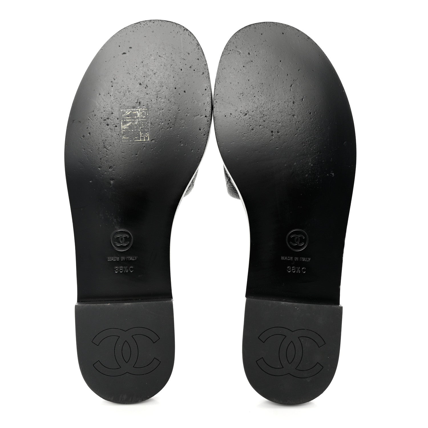 Chanel Shiny Goatskin Quilted CC Mules Sandals 38.5 Black 5 of 9