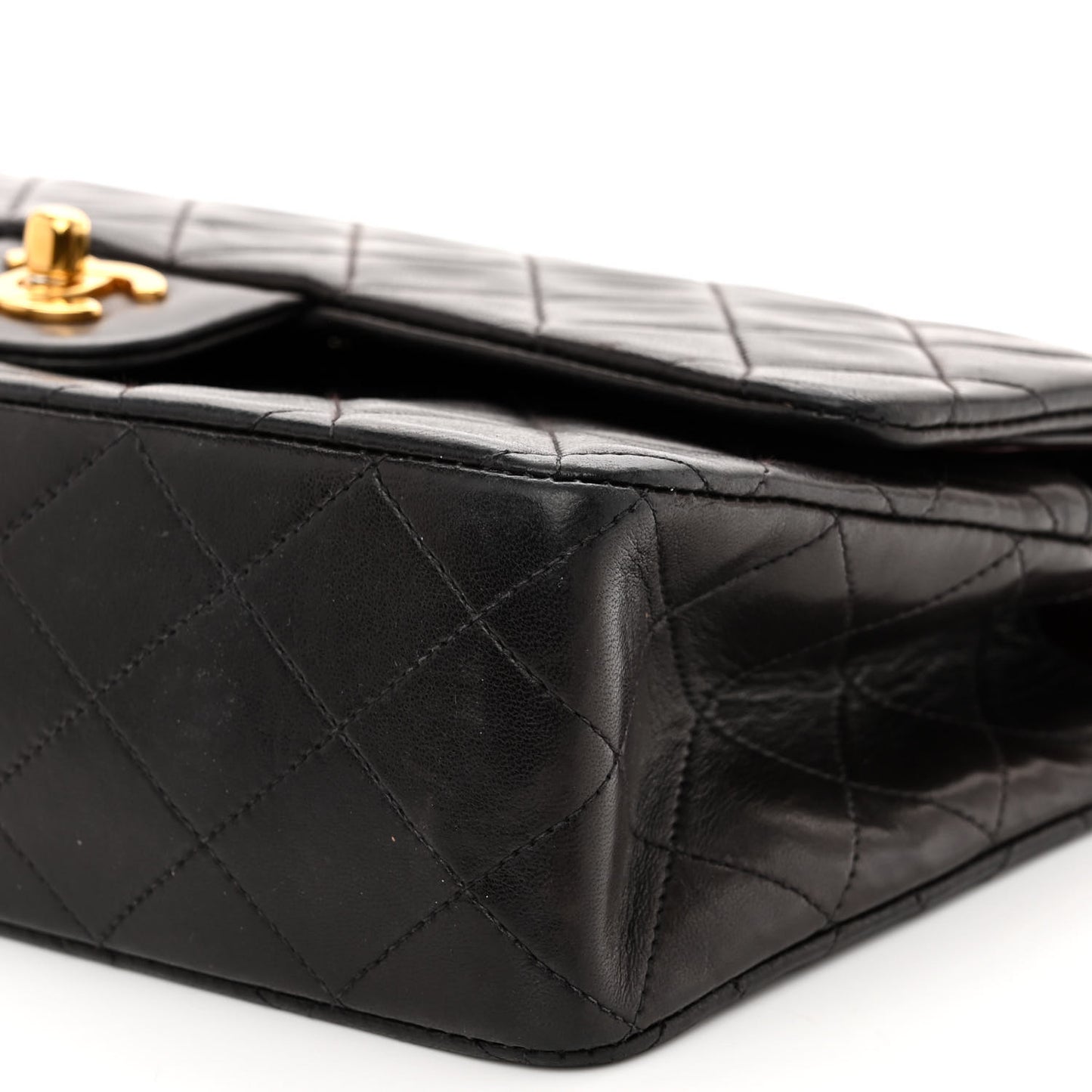 Lambskin Quilted Medium Double Flap Black