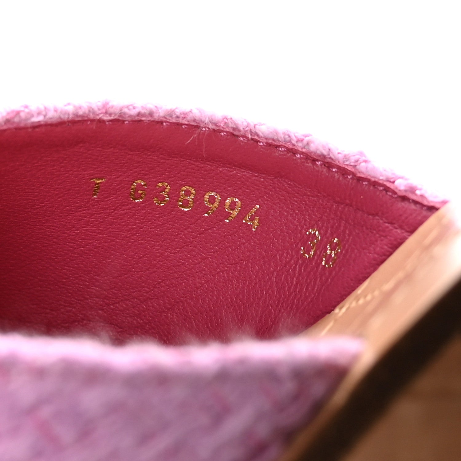 Chanel Tweed Cork CC Wedge Sandals 38 Pink 7 of 10