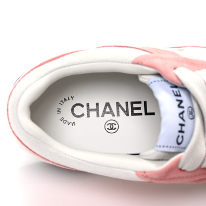 Chanel Suede Kidskin Womens CC Sneakers 35.5 White Pink 10 of 11