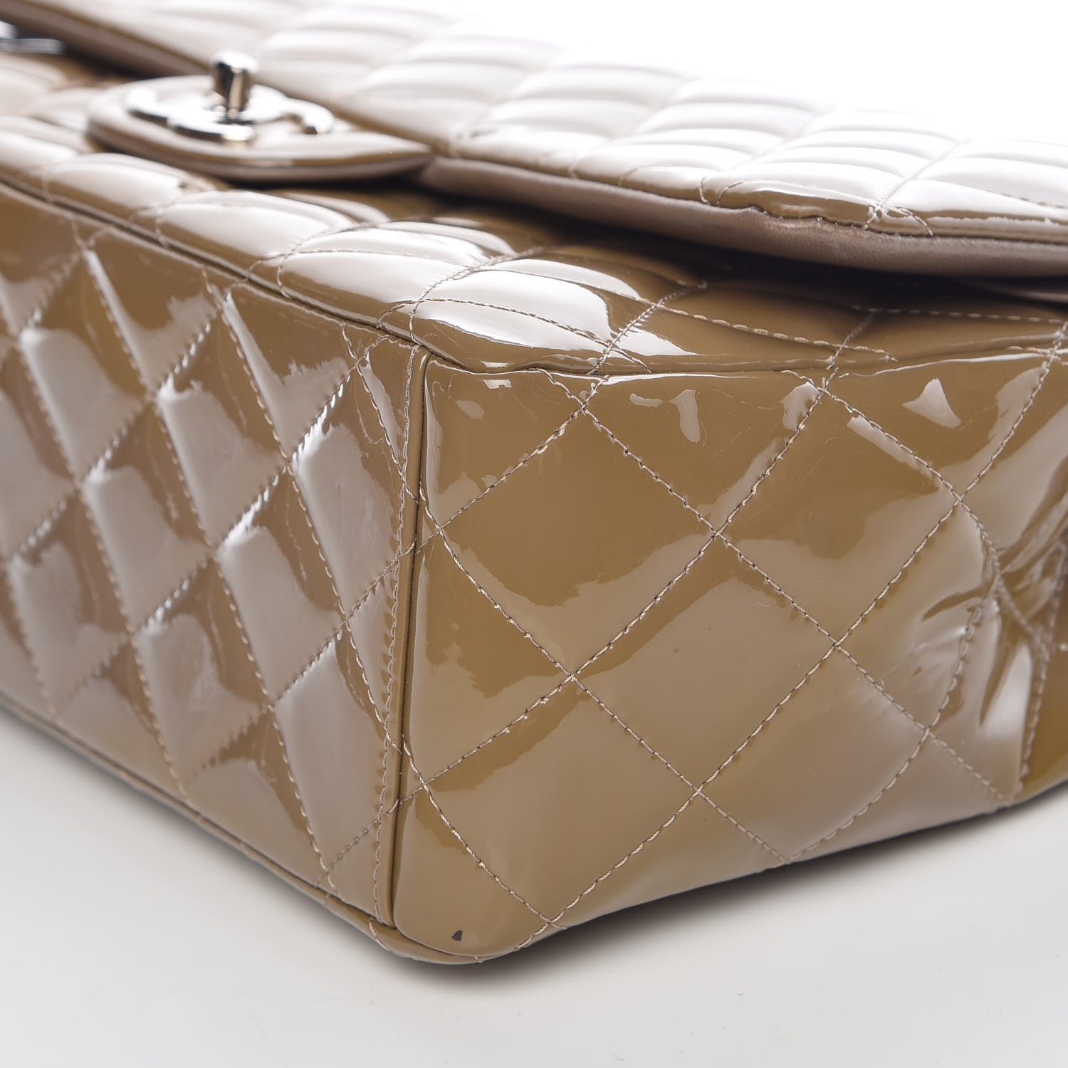 Chanel Patent Calfskin Quilted Maxi Double Flap Grey 9 of 15